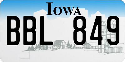 IA license plate BBL849