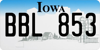 IA license plate BBL853