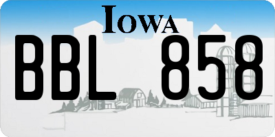 IA license plate BBL858