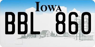 IA license plate BBL860