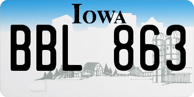 IA license plate BBL863