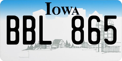IA license plate BBL865