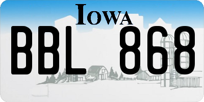 IA license plate BBL868
