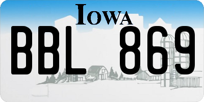 IA license plate BBL869