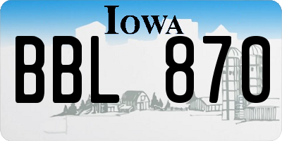 IA license plate BBL870
