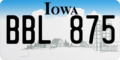 IA license plate BBL875