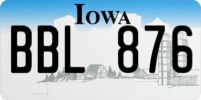 IA license plate BBL876