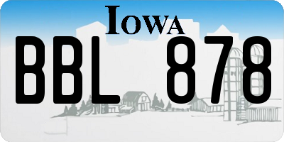 IA license plate BBL878