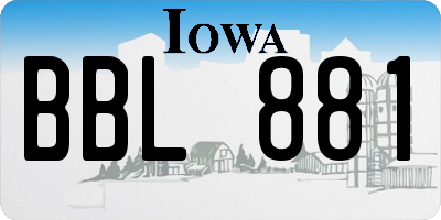 IA license plate BBL881