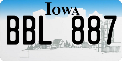 IA license plate BBL887