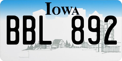 IA license plate BBL892