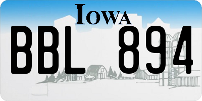 IA license plate BBL894