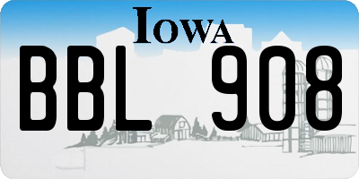 IA license plate BBL908