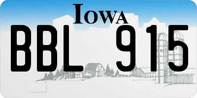 IA license plate BBL915