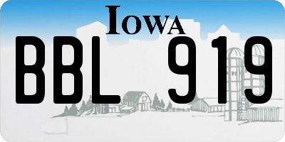 IA license plate BBL919