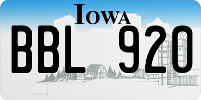IA license plate BBL920