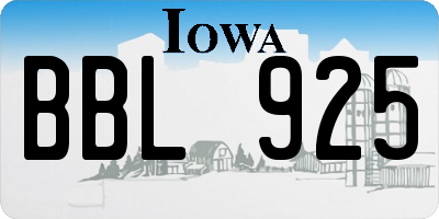 IA license plate BBL925