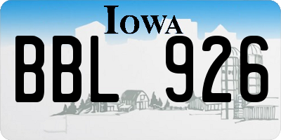 IA license plate BBL926