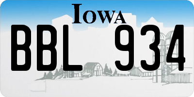 IA license plate BBL934