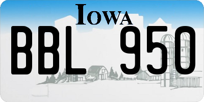 IA license plate BBL950