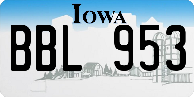 IA license plate BBL953