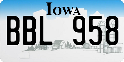 IA license plate BBL958