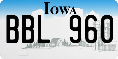 IA license plate BBL960