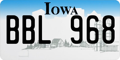 IA license plate BBL968