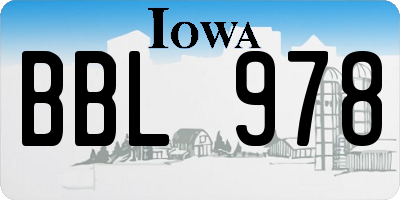 IA license plate BBL978