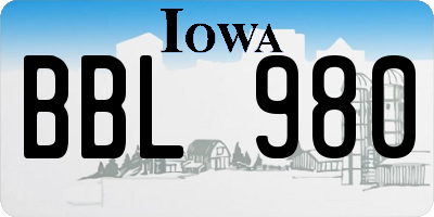 IA license plate BBL980