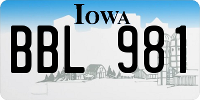 IA license plate BBL981
