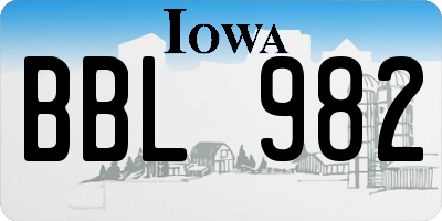 IA license plate BBL982