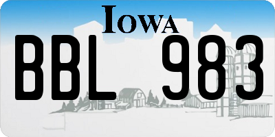 IA license plate BBL983