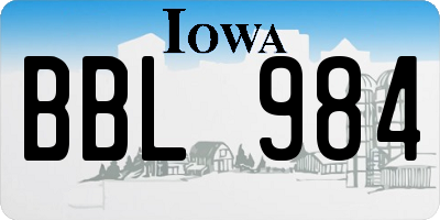 IA license plate BBL984