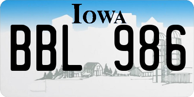 IA license plate BBL986