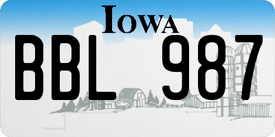 IA license plate BBL987