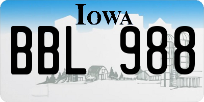 IA license plate BBL988