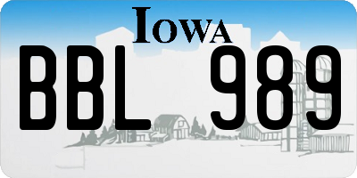 IA license plate BBL989