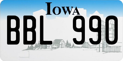 IA license plate BBL990