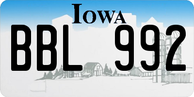 IA license plate BBL992