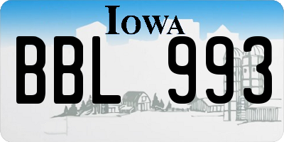 IA license plate BBL993