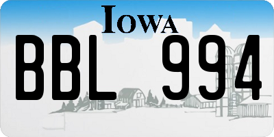 IA license plate BBL994