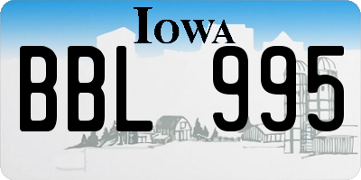 IA license plate BBL995