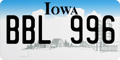 IA license plate BBL996