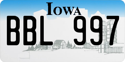 IA license plate BBL997