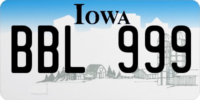 IA license plate BBL999