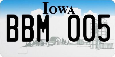 IA license plate BBM005