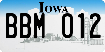 IA license plate BBM012