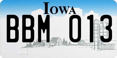 IA license plate BBM013