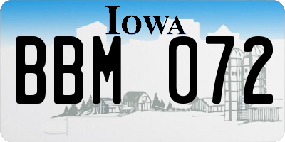 IA license plate BBM072